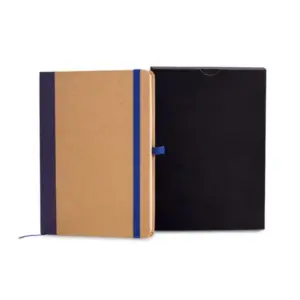 Caderneta 12x17cm capa dura personalizada - bege/azul
