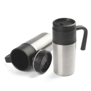 Caneca em inox 350ml com tampa plástica personalizada