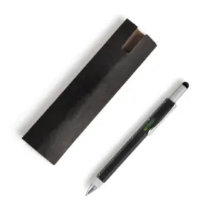 Caneta 6 em 1 em alumínio preta personalizada