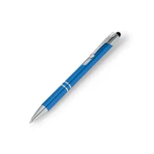 Caneta em alumínio com touch azul claro personalizada
