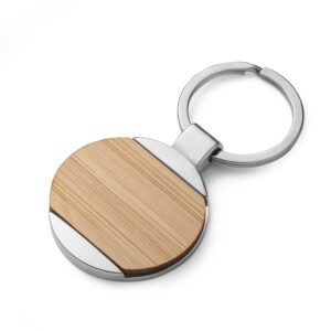 Chaveiro em metal e bambu personalizado