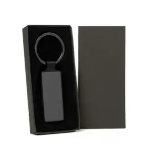 Chaveiro em metal retangular cinza e preto personalizado