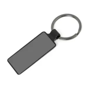 Chaveiro em metal retangular cinza e preto personalizado