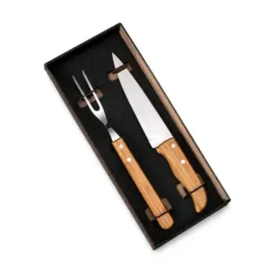 Conjunto garfo e faca em madeira e inox personalizado