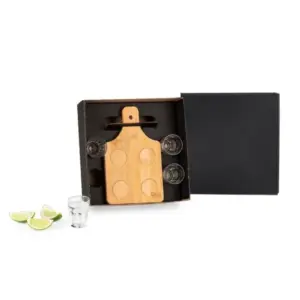 Conjunto para dose com base em bambu 5 peças personalizado