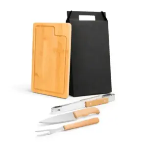 Conjunto para churrasco com pegador 4 peças personalizado