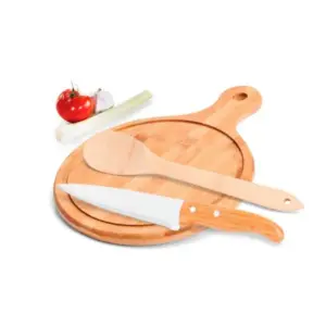 Conjunto para cozinha em bambu e inox 3 peças personalizado
