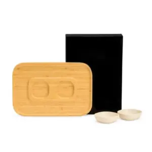 Conjunto para petisco em bambu e fibra de bambu 3 peças personalizado