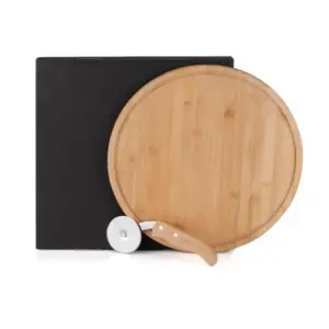 Conjunto para pizza Napoli em bambu 35cm 2 peças personalizado