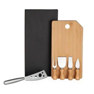 Conjunto para queijo Oregon em bambu madeira e inox 6 peças personalizado