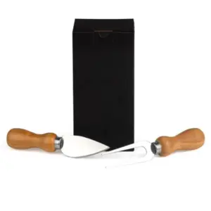 Conjunto para queijo em madeira e inox 2 peças personalizado