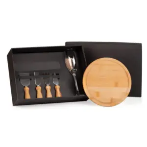 Conjunto taça tábua e utensílios para queijo 6 peças personalizado