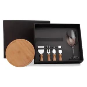 Conjunto taça tábua e utensílios para queijo 6 peças personalizado