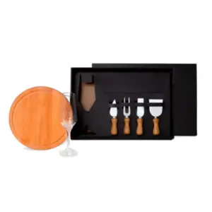 Conjunto taça tábua e utensílios para queijo 6 peças personalizado