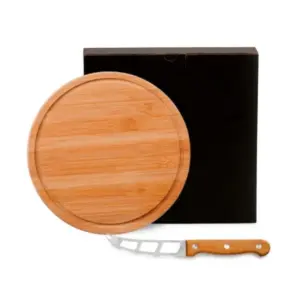Conjunto para queijo em bambu madeira e inox 2 peças personalizado