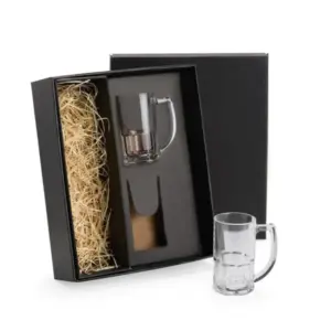 Jogo 2 canecas de vidro para cerveja 340ml personalizado