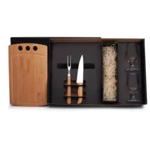 Kit churrasco e cerveja com tábua 3 furos 5 peças personalizado