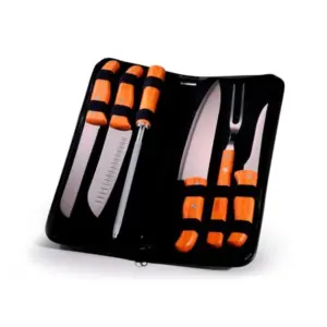 Conjunto 7 facas em bambu madeira e inox personalizado