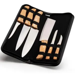 Conjunto 7 facas em bambu madeira e inox personalizado