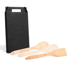 Kit 3 utensílios em bambu 30cm personalizado