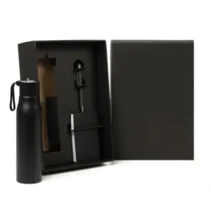 Kit garrafa bloco e caneta em alumínio personalizado