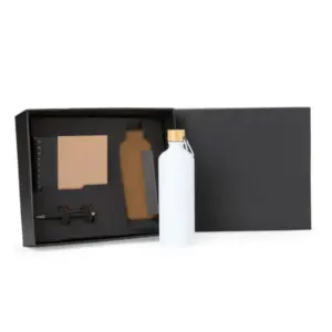 Kit garrafa caderno e caneta 3 peças personalizado