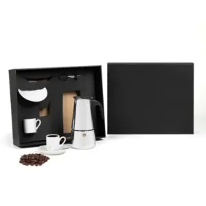 Kit para café cafeteira italiana e xícaras em porcelana personalizado
