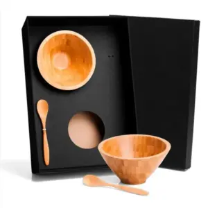 Kit para café da manhã em bambu 4 peças personalizado