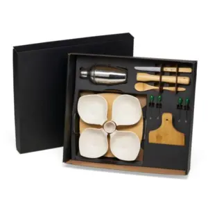 Kit para caipirinha com petisqueira em bambu 15 peças personalizado