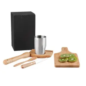 Kit caipirinha Ibiza com copo 350ml em inox 6 peças personalizado