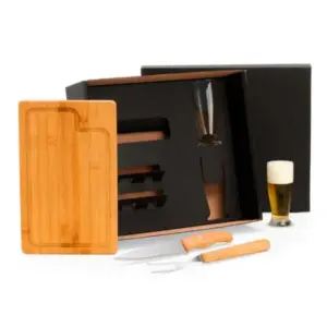 Kit para churrasco com copos em vidro 5 peças personalizado