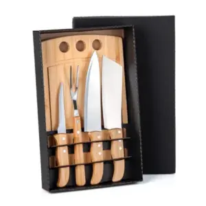 Kit para churrasco e cozinha em bambu 5 peças personalizado