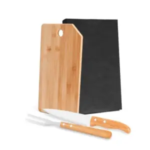 Conjunto para cozinha Oregon em bambu madeira e inox 3 peças personalizado