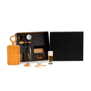Kit para petisco e cerveja com copos em vidro 7 peças personalizado