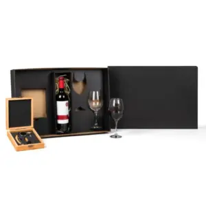 Kit para vinho com taças e espaço para garrafa 6 peças personalizado