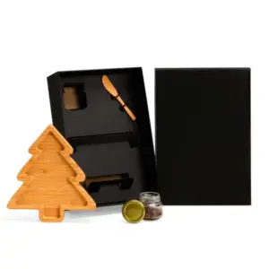 Kit petisco com pinheiro e pote de vidro personalizado