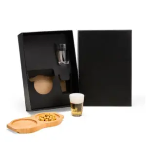 Kit petisqueira em bambu e copos americanos personalizado