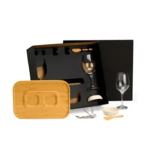 Kit petisco e vinho com cumbucas e taças 8 peças personalizado