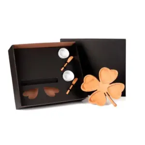 Kit petisco em bambu e porcelana 5 peças personalizado