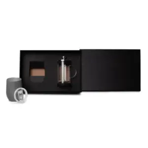 Kit cafeteira prensa francesa e copo térmico personalizado