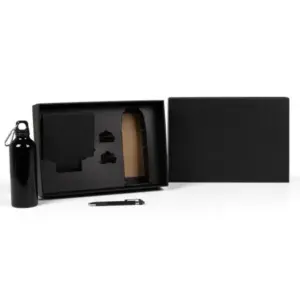 Kit squeeze caderno e caneta preto personalizado