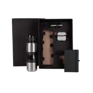 Kit squeeze caderno com pauta fone e caneta personalizado