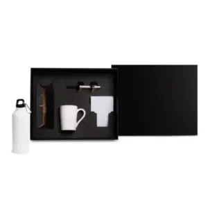 Kit squeeze caderno e caneca branco personalizado