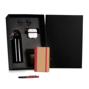 Kit squeeze fone caderno e caneta vermelho personalizado