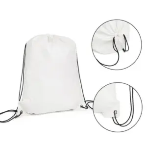 Mochila sacola branca em nylon 190D personalizada