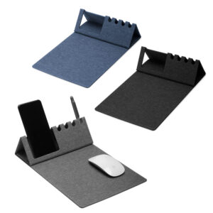 Mouse pad em rPET com porta canetas personalizado